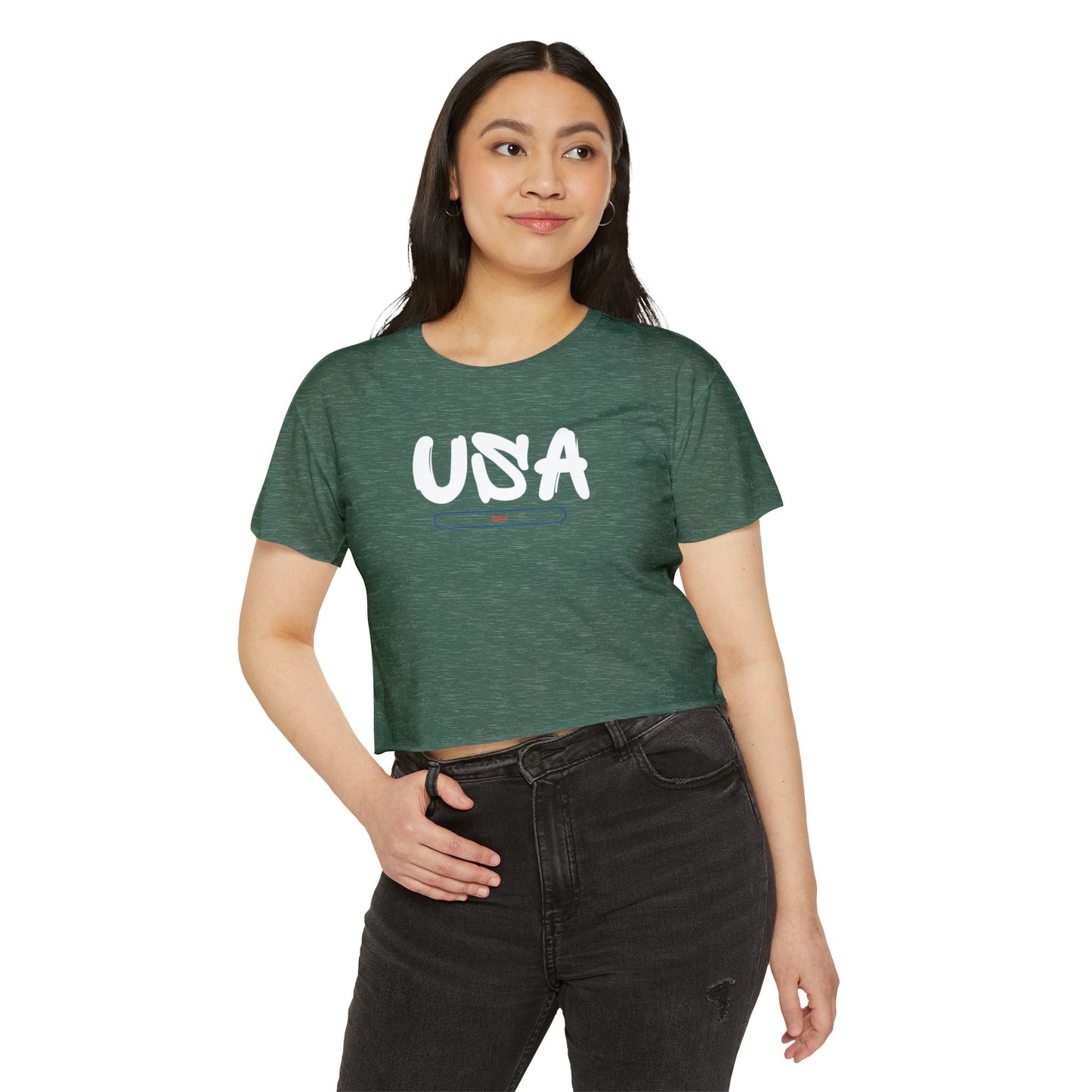USA Women's T-shirt Crop Top
