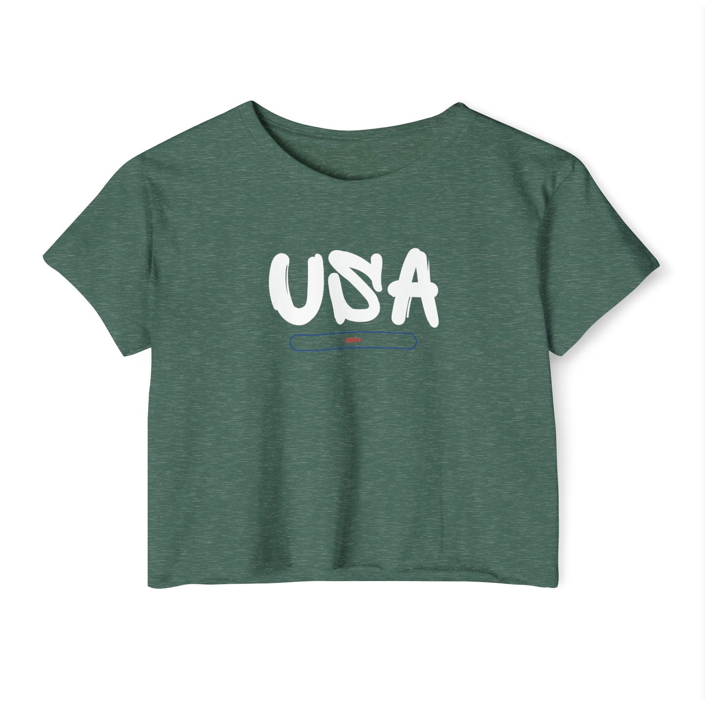USA Women's T-shirt Crop Top