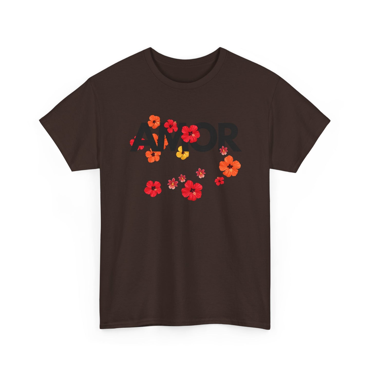 Men’s brown t-shirt with word “Amor” print – soft cotton, classic fit, meaningful minimalist design