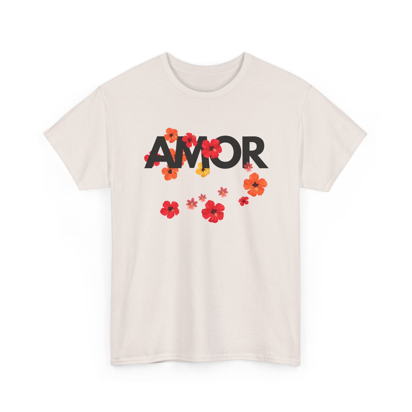 Men’s Beige t-shirt with word “Amor” print – soft cotton, classic fit, meaningful minimalist design