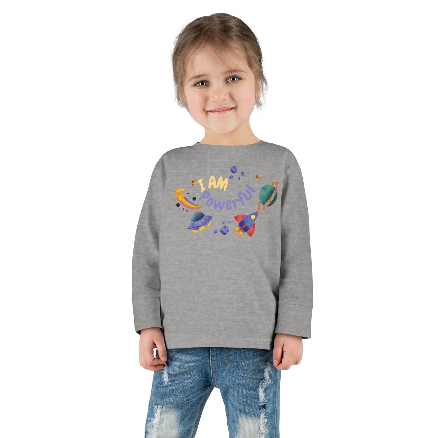 I am Powerful Girl's Toddler Long Sleeve Shirt
