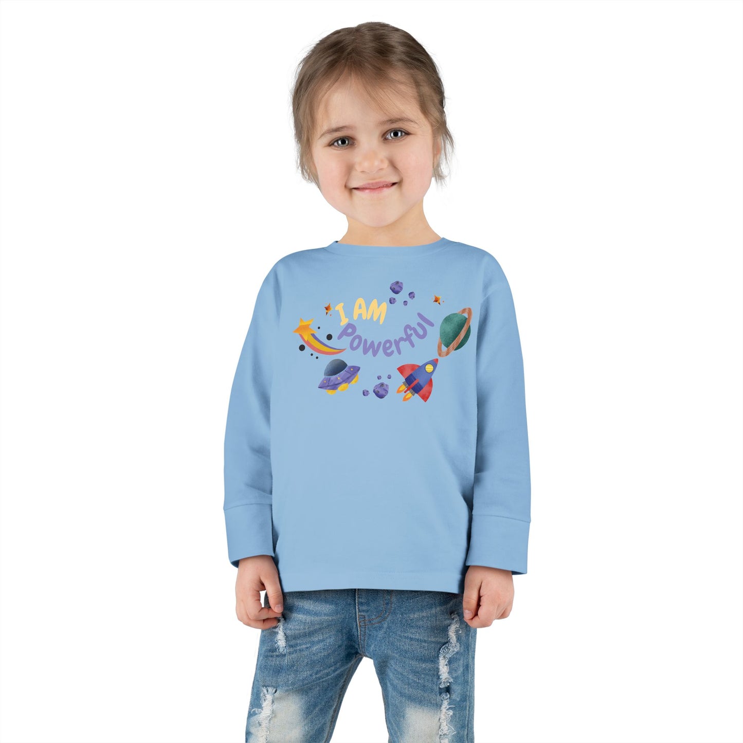 I am Powerful Girl's Toddler Long Sleeve Shirt
