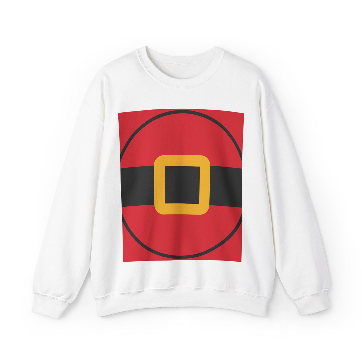 Unisex red white Christmas sweatshirt styled like Santa’s outfit, soft fleece pullover with festive holiday design for men and women.