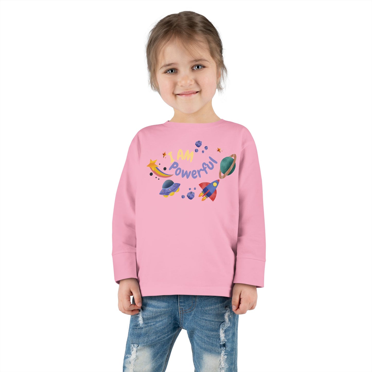 I am Powerful Girl's Toddler Long Sleeve Shirt