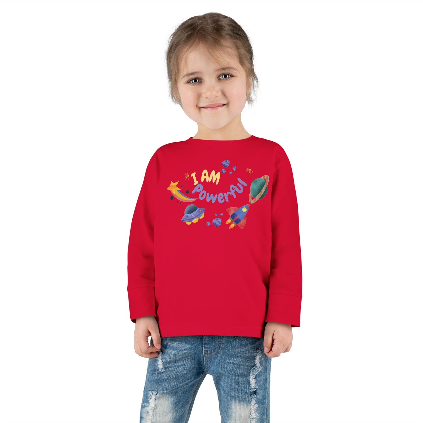 I am Powerful Girl's Toddler Long Sleeve Shirt