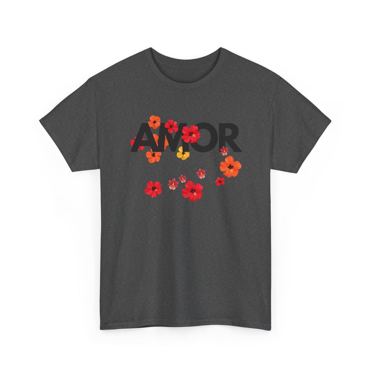 Men’s grey t-shirt with word “Amor” print – soft cotton, classic fit, meaningful minimalist design