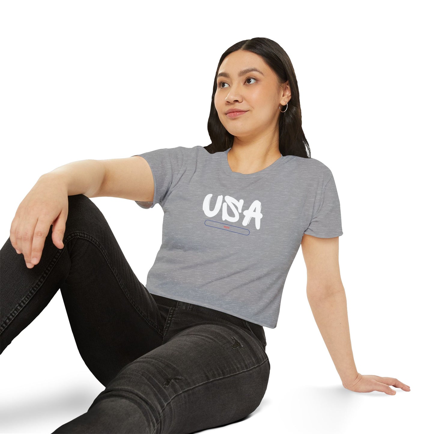 USA Women's T-shirt Crop Top