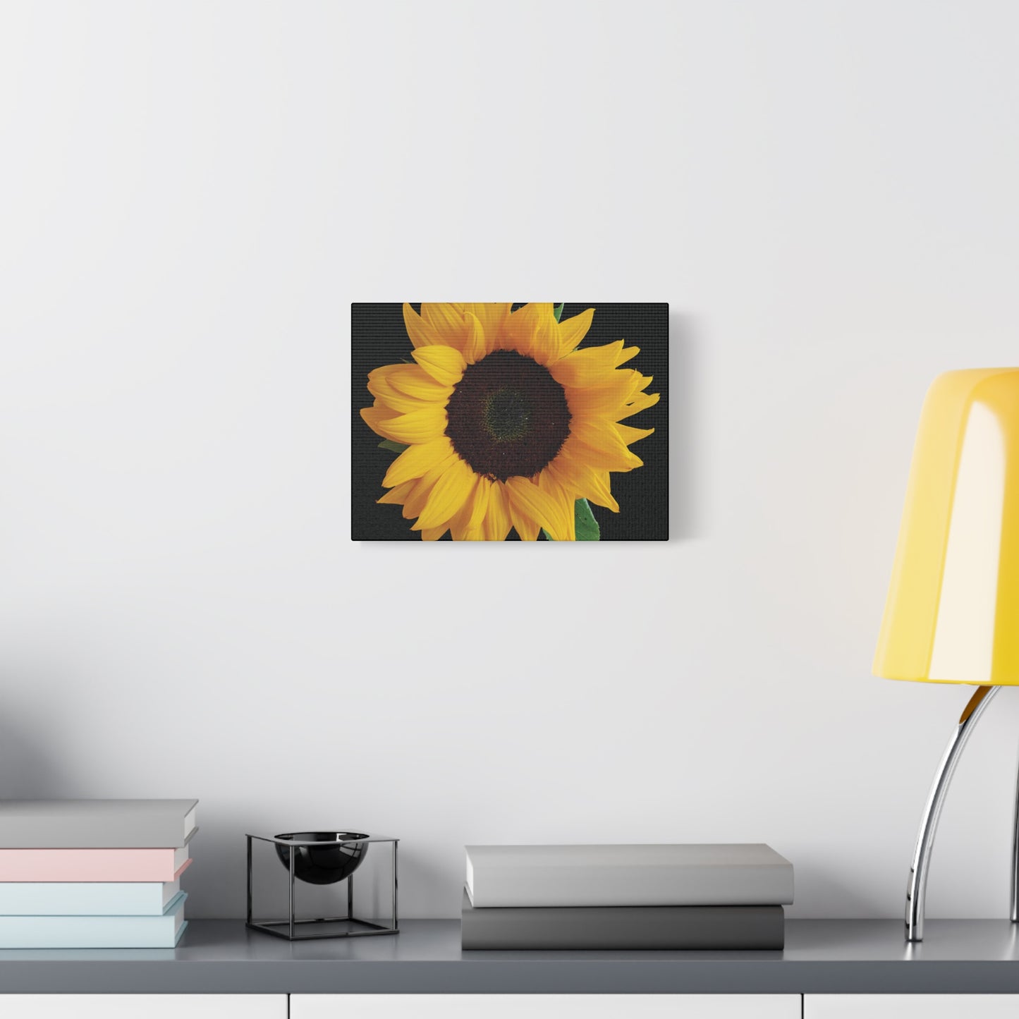 Matte Canvas Wood Frame - Black Sunflower