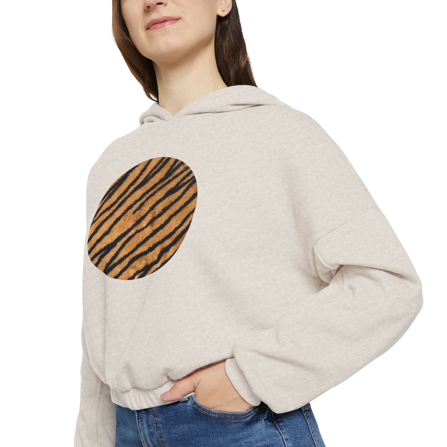 Women's Oversized Crop Hoodie Animal Prints