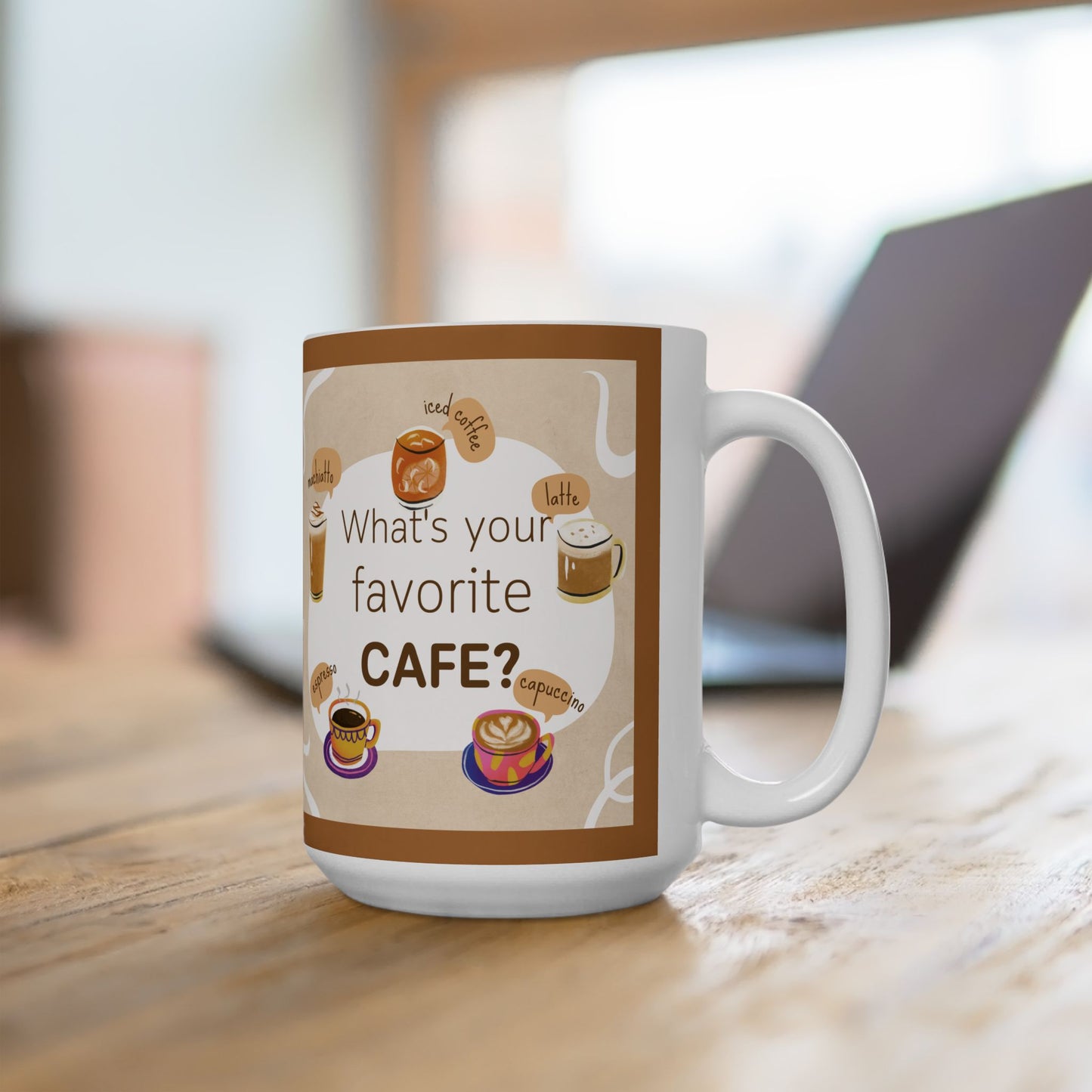 Cafe Cup Ceramic Mug, (11oz, 15oz)