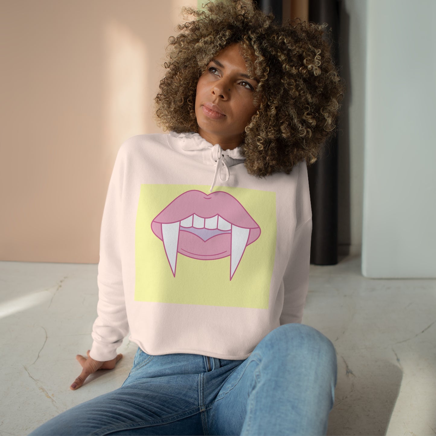 Pink Lip Crop Hoodie