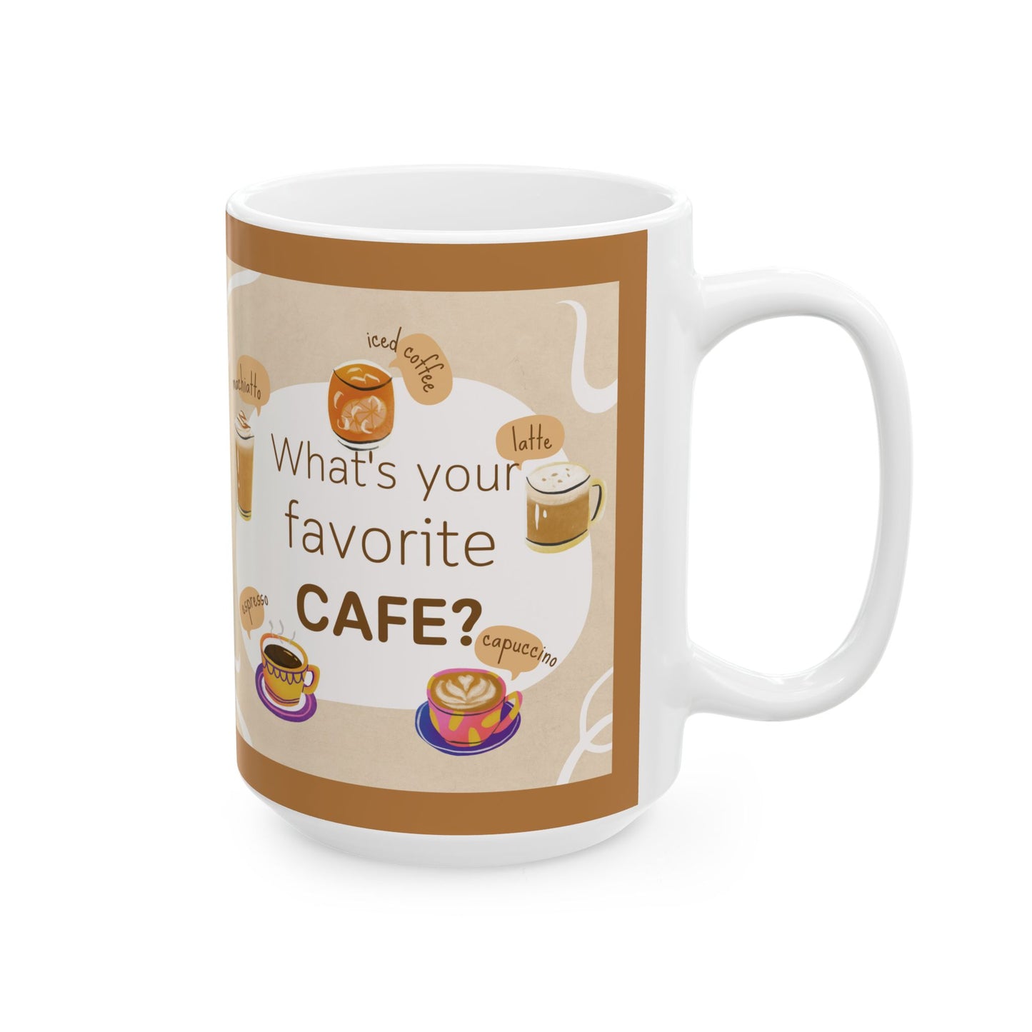 Cafe Cup Ceramic Mug, (11oz, 15oz)