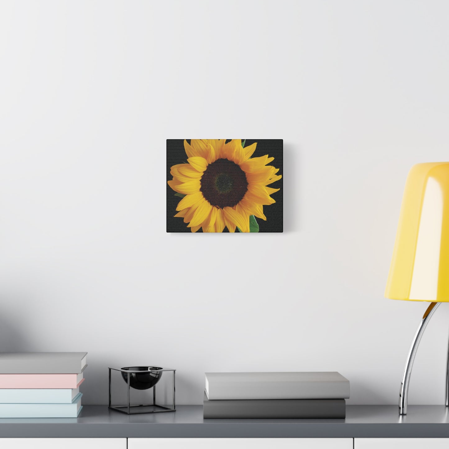 Matte Canvas Wood Frame - Black Sunflower