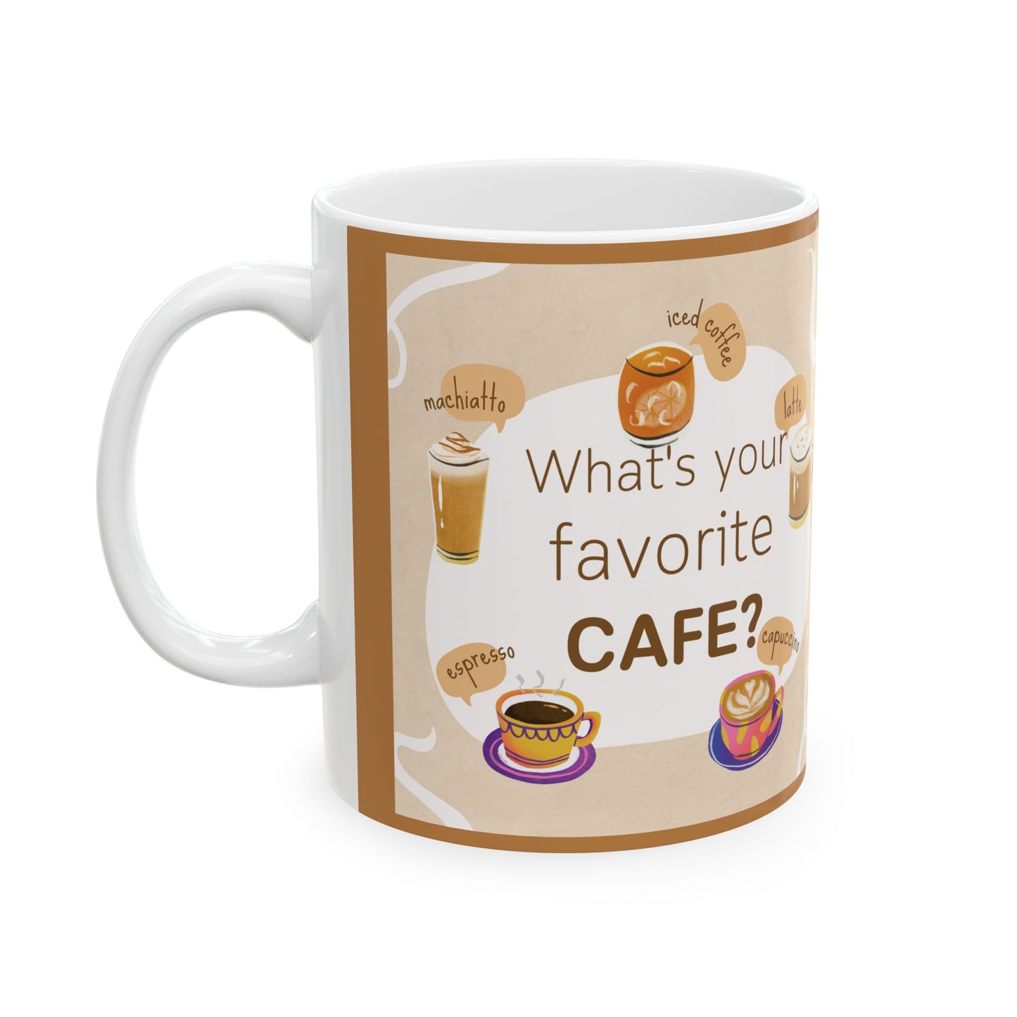 Cafe Cup Ceramic Mug, (11oz, 15oz)