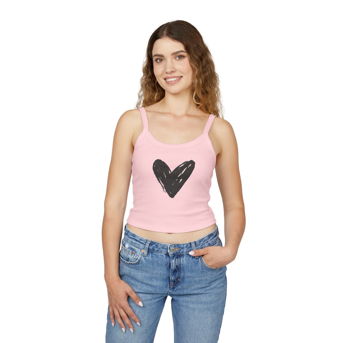 Women's Spaghetti Tank Top- Black Heart