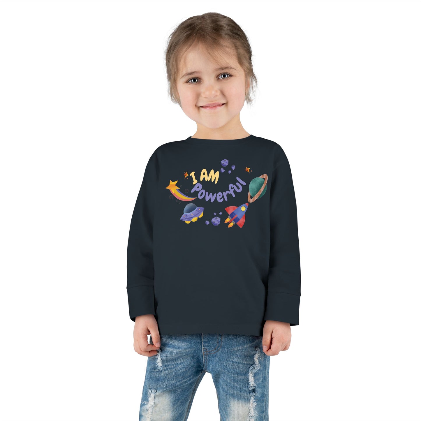 I am Powerful Girl's Toddler Long Sleeve Shirt