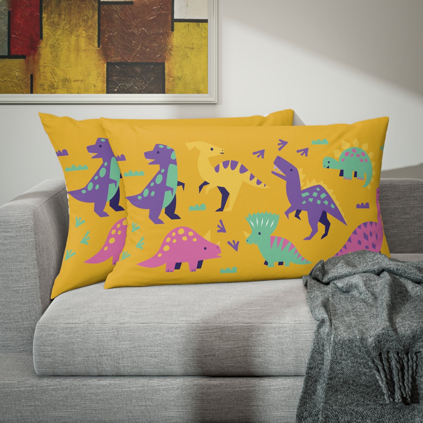 Pink Dinosaurs Pillow Sham