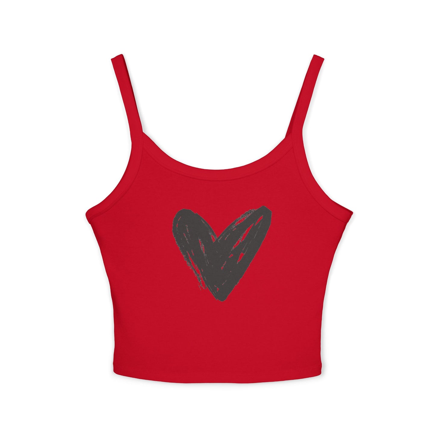 Women's Spaghetti Tank Top- Black Heart