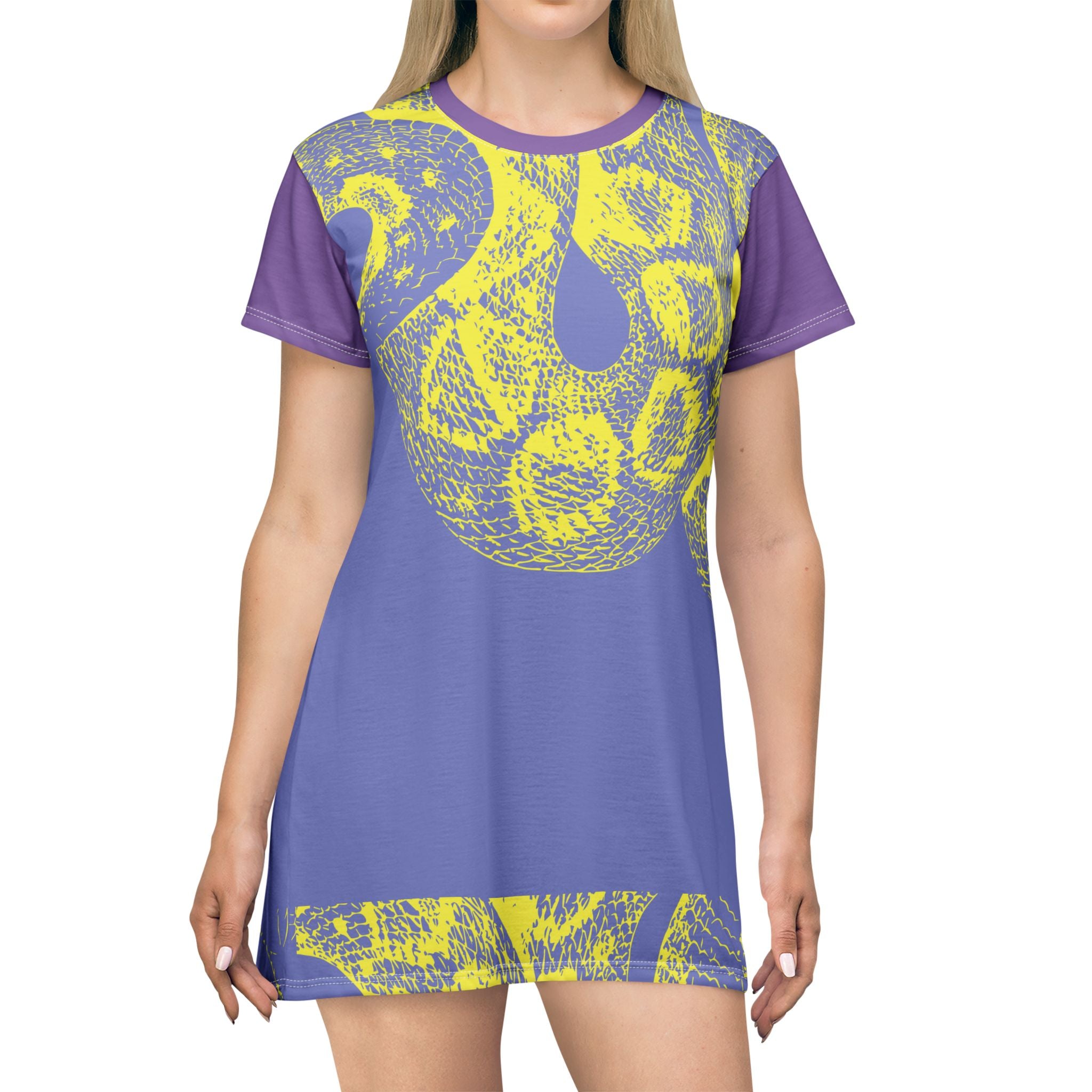 Printify Purple Serpiente T Shirt Dress M