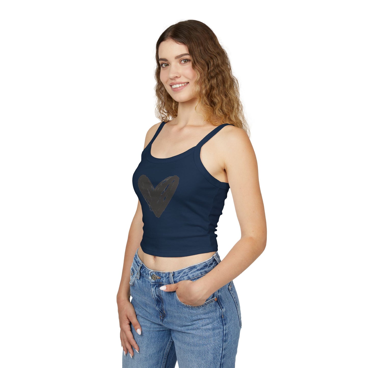 Women's Spaghetti Tank Top- Black Heart