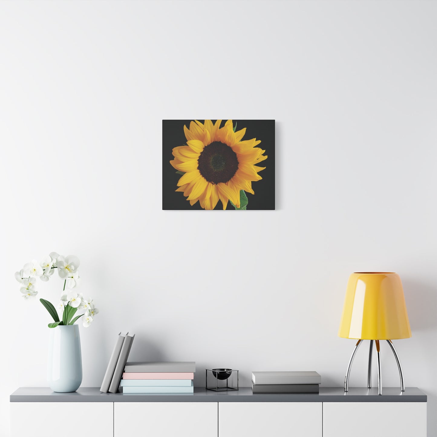 Matte Canvas Wood Frame - Black Sunflower