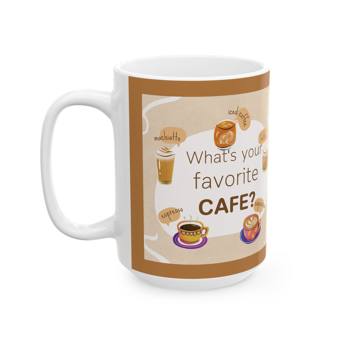 Cafe Cup Ceramic Mug, (11oz, 15oz)