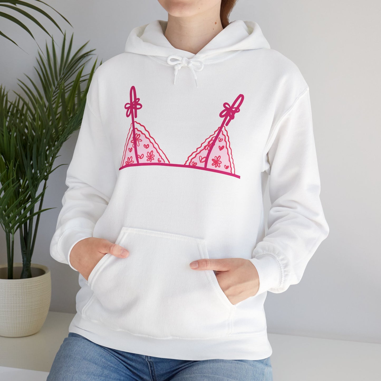 Women's Hooded Sweatshirt Bra Showing