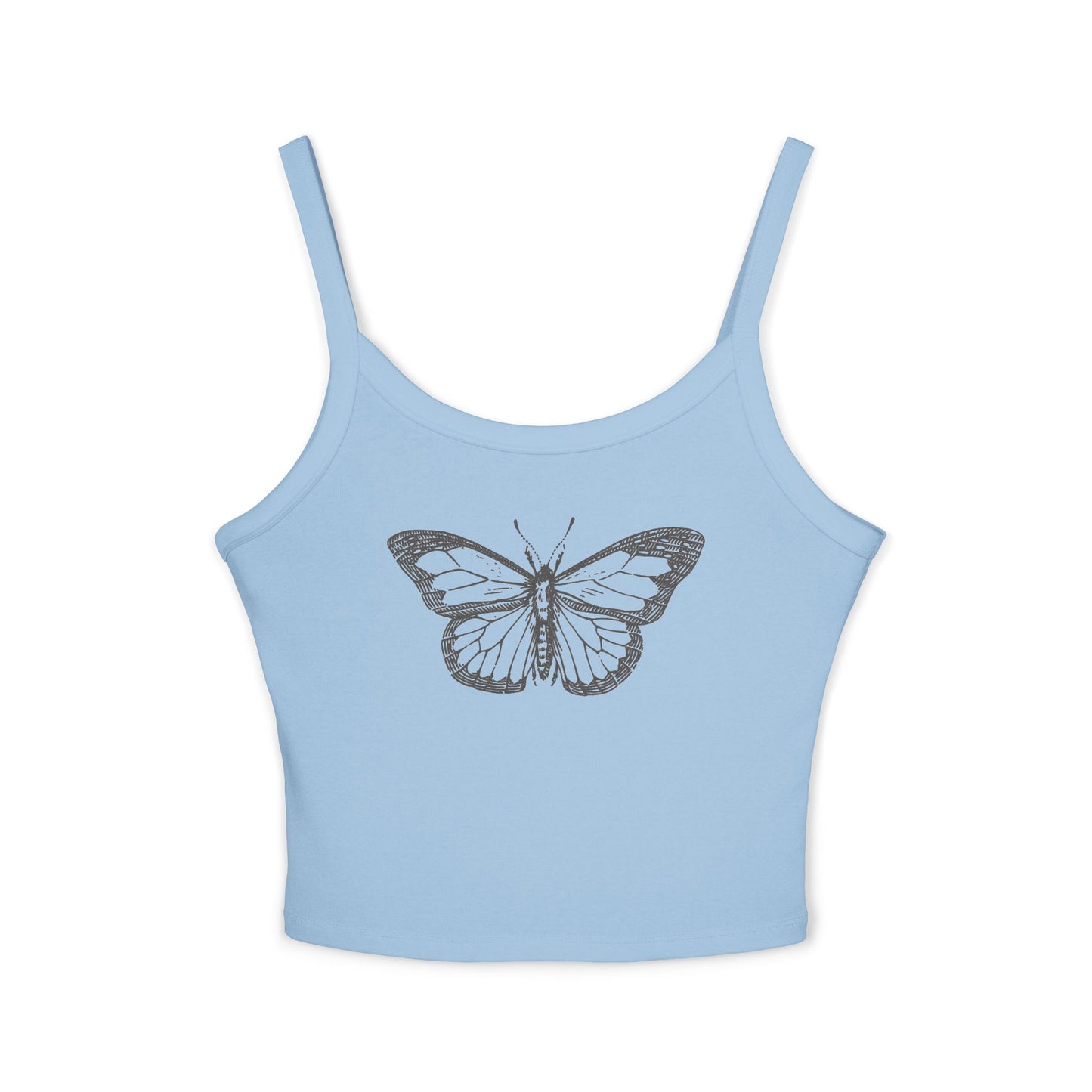 Women's Strap Tank Top- Black Butterfly