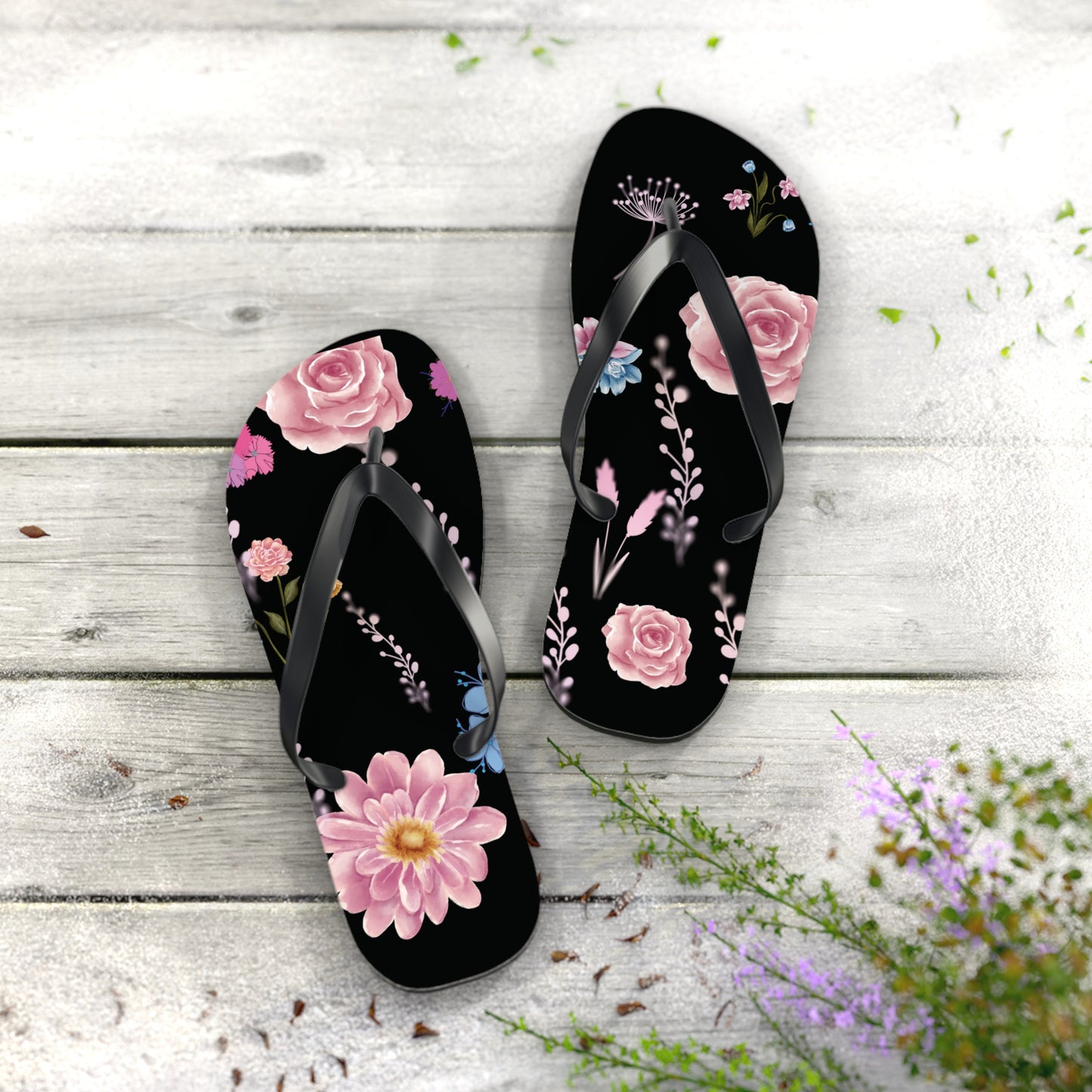 Pink Flowers Women's Flip Flops