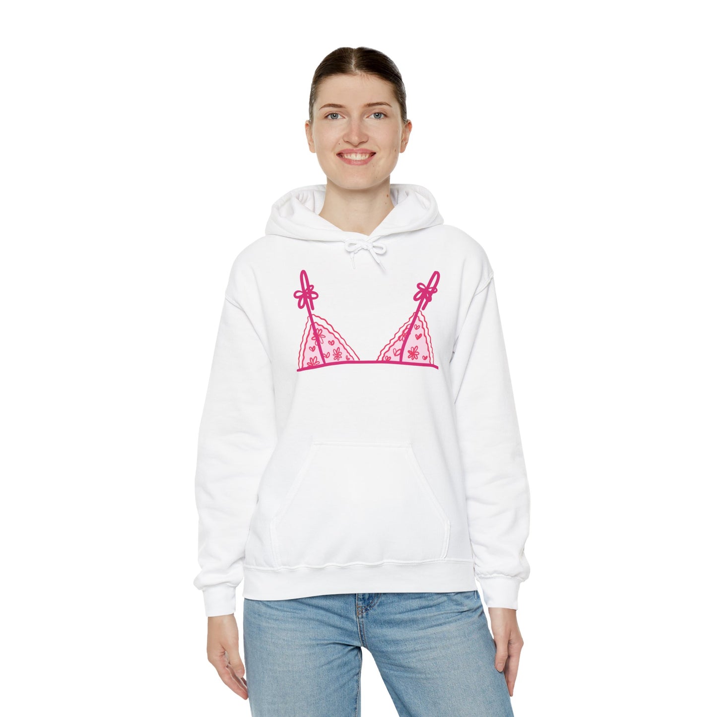 Women's Hooded Sweatshirt Bra Showing
