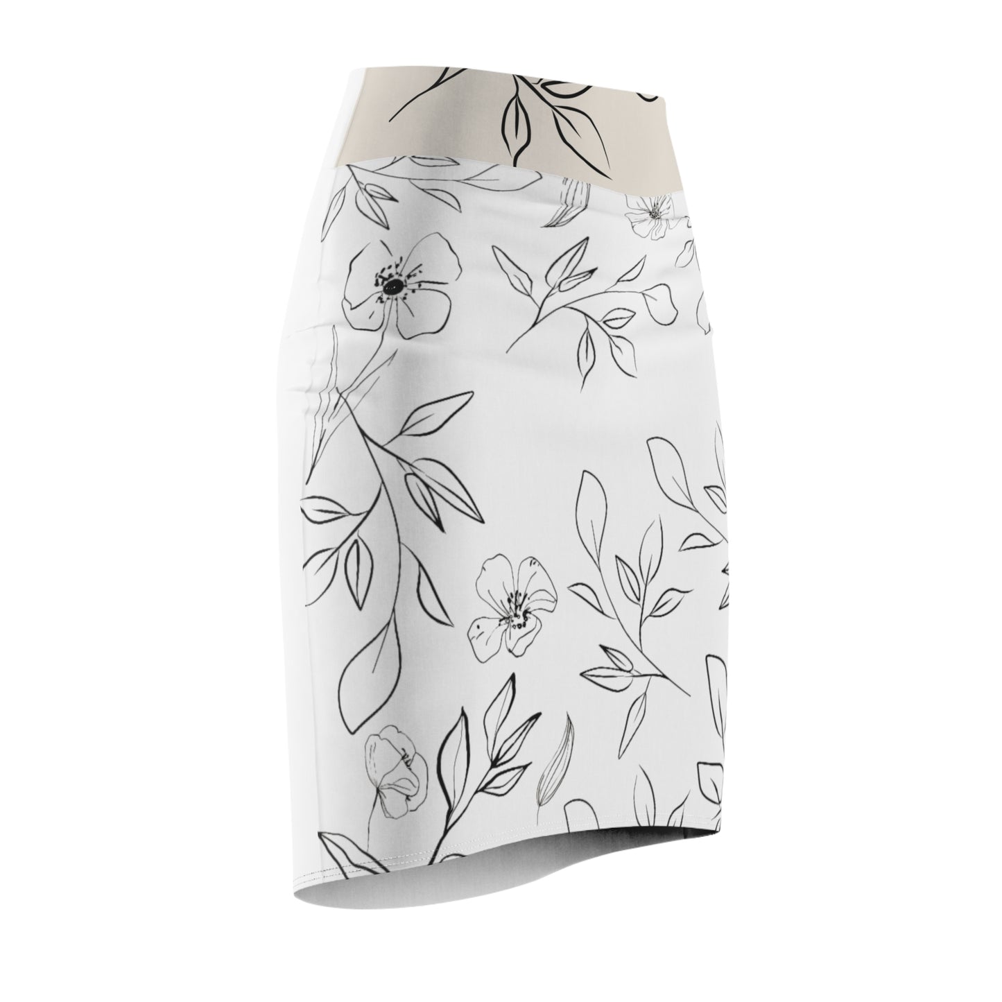 Pencil Skirt Flowers & Leaves