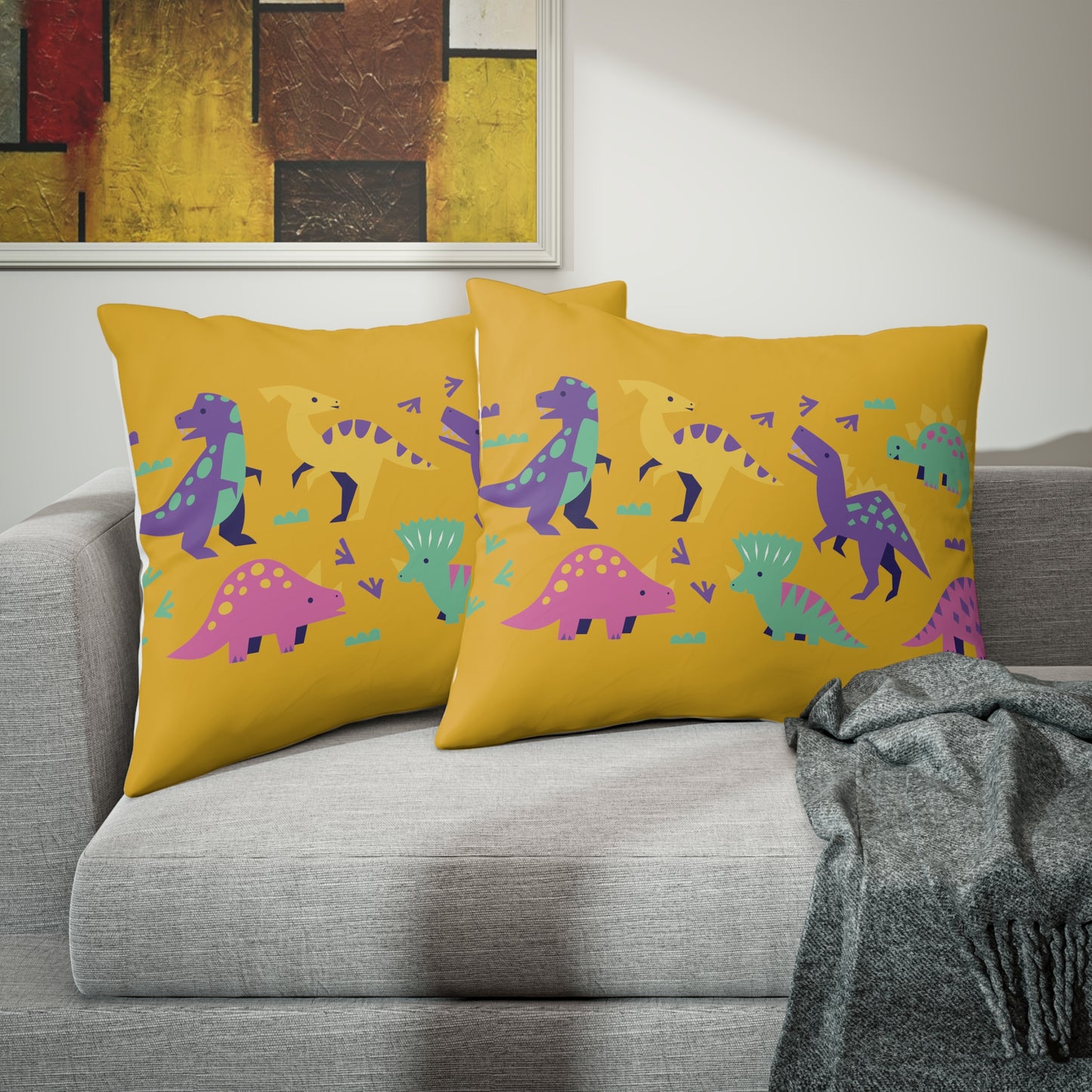 Pink Dinosaurs Pillow Sham