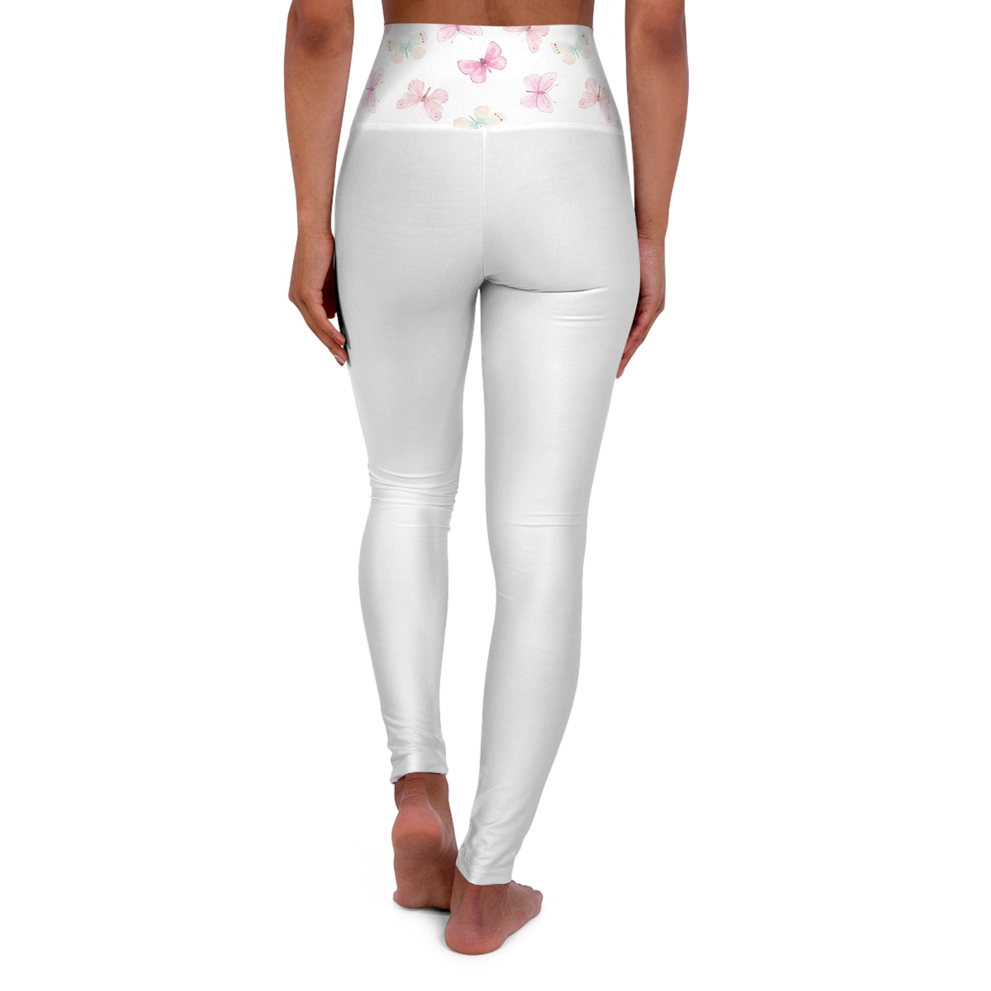 Pink Butterflies - Women's High Waisted Leggings