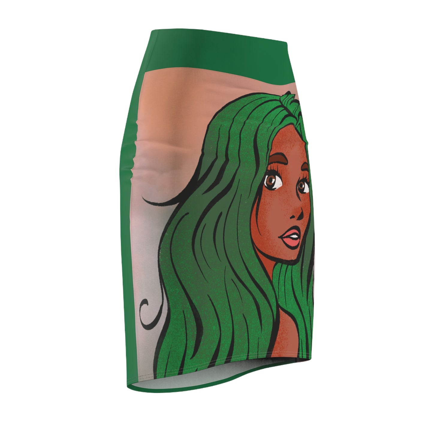 Green Women's Pencil Skirt (AOP)