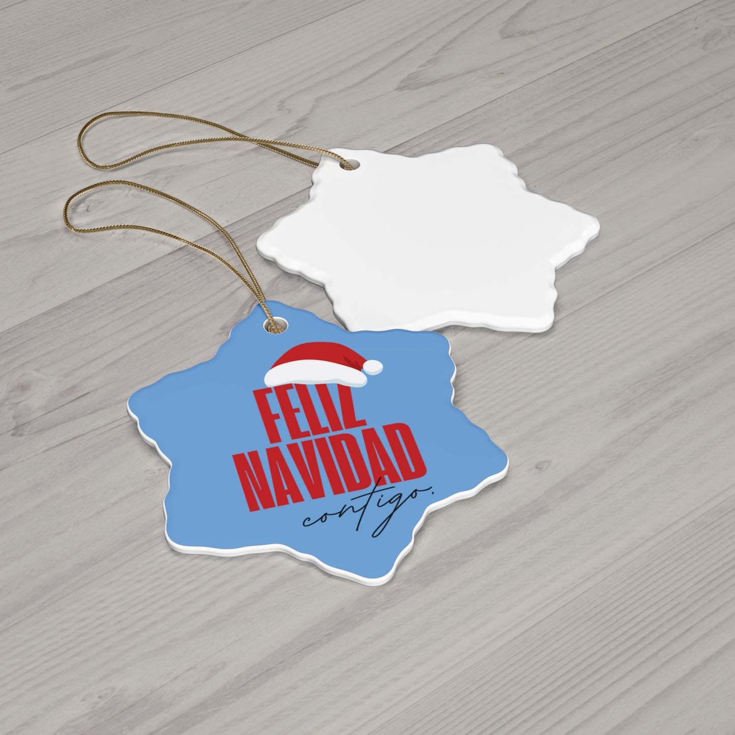 Feliz Navidad Ceramic Ornament, Christmas Tree decorations