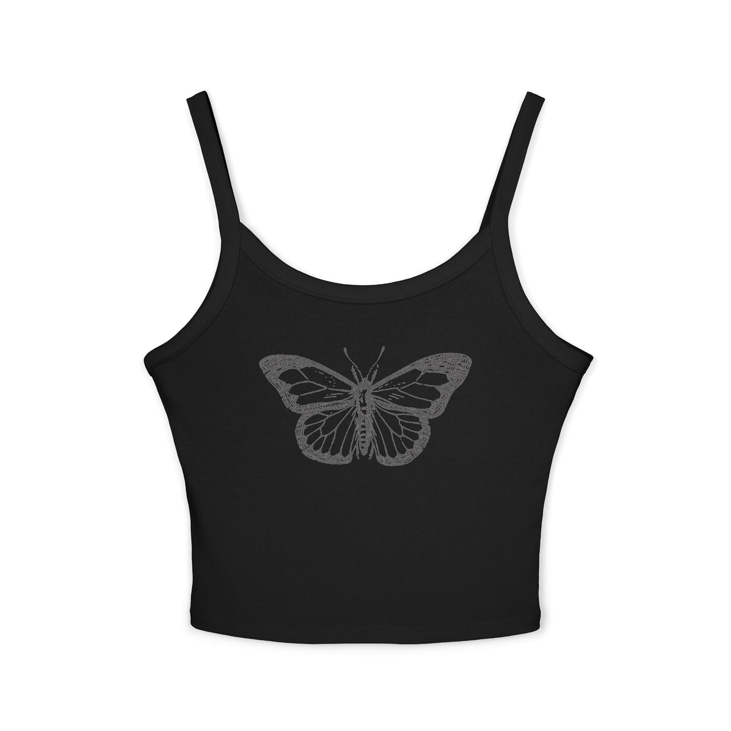 Women's Strap Tank Top- Black Butterfly