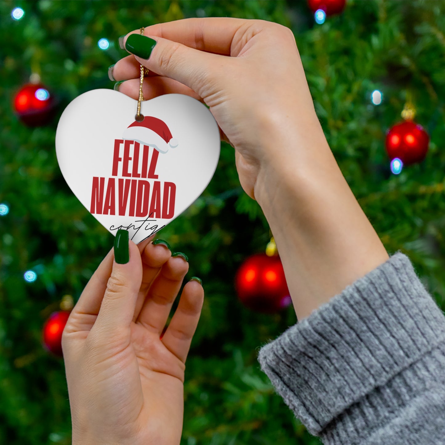 Feliz Navidad Ceramic Ornament, Christmas Tree decorations