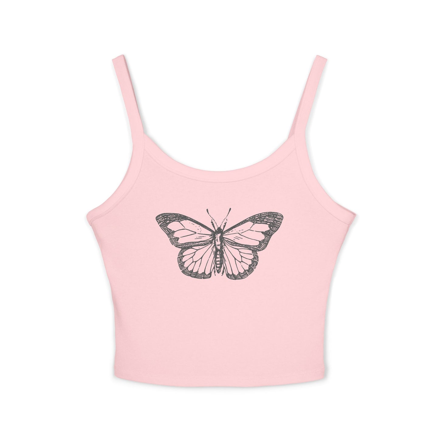 Women's Strap Tank Top- Black Butterfly