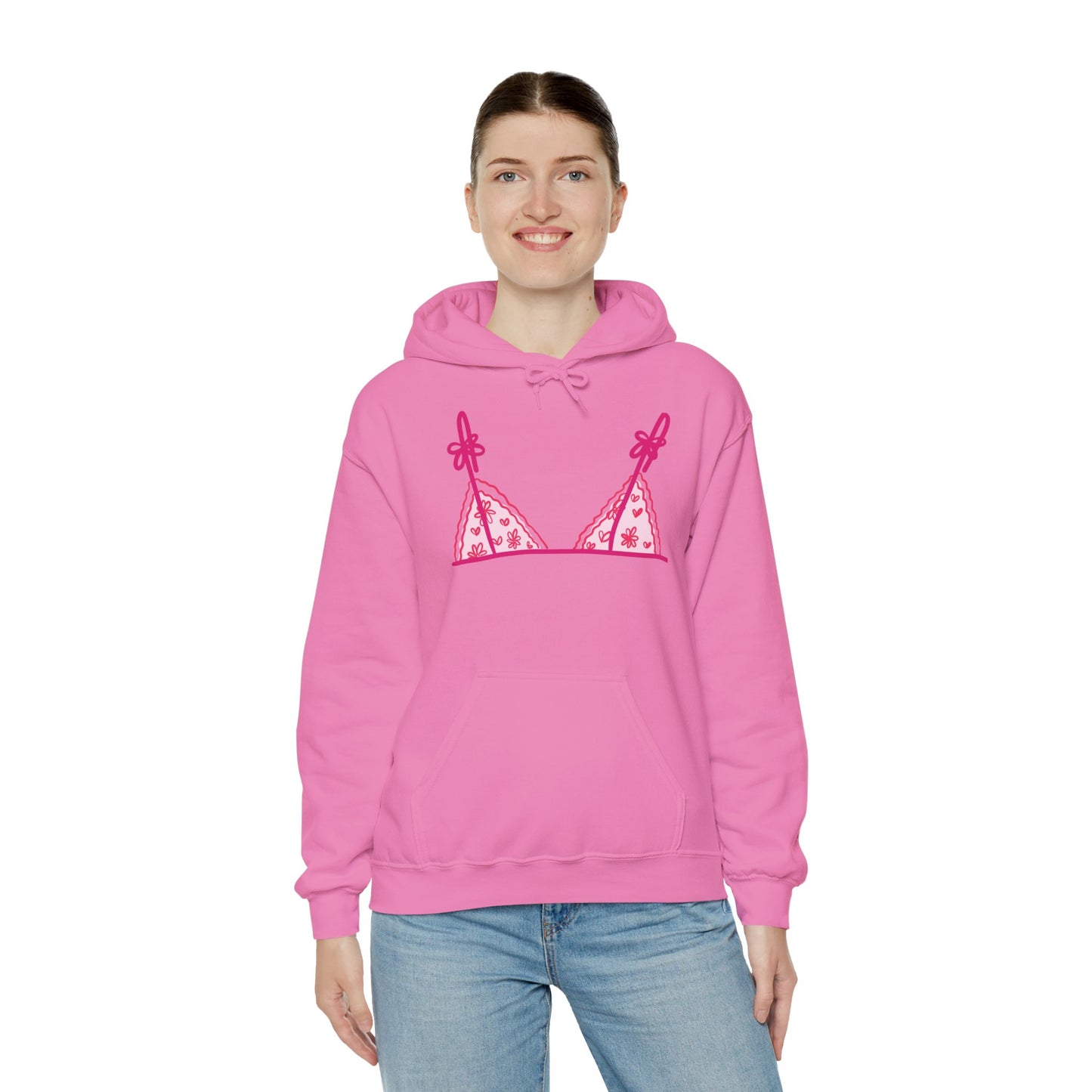 Women's Hooded Sweatshirt Bra Showing