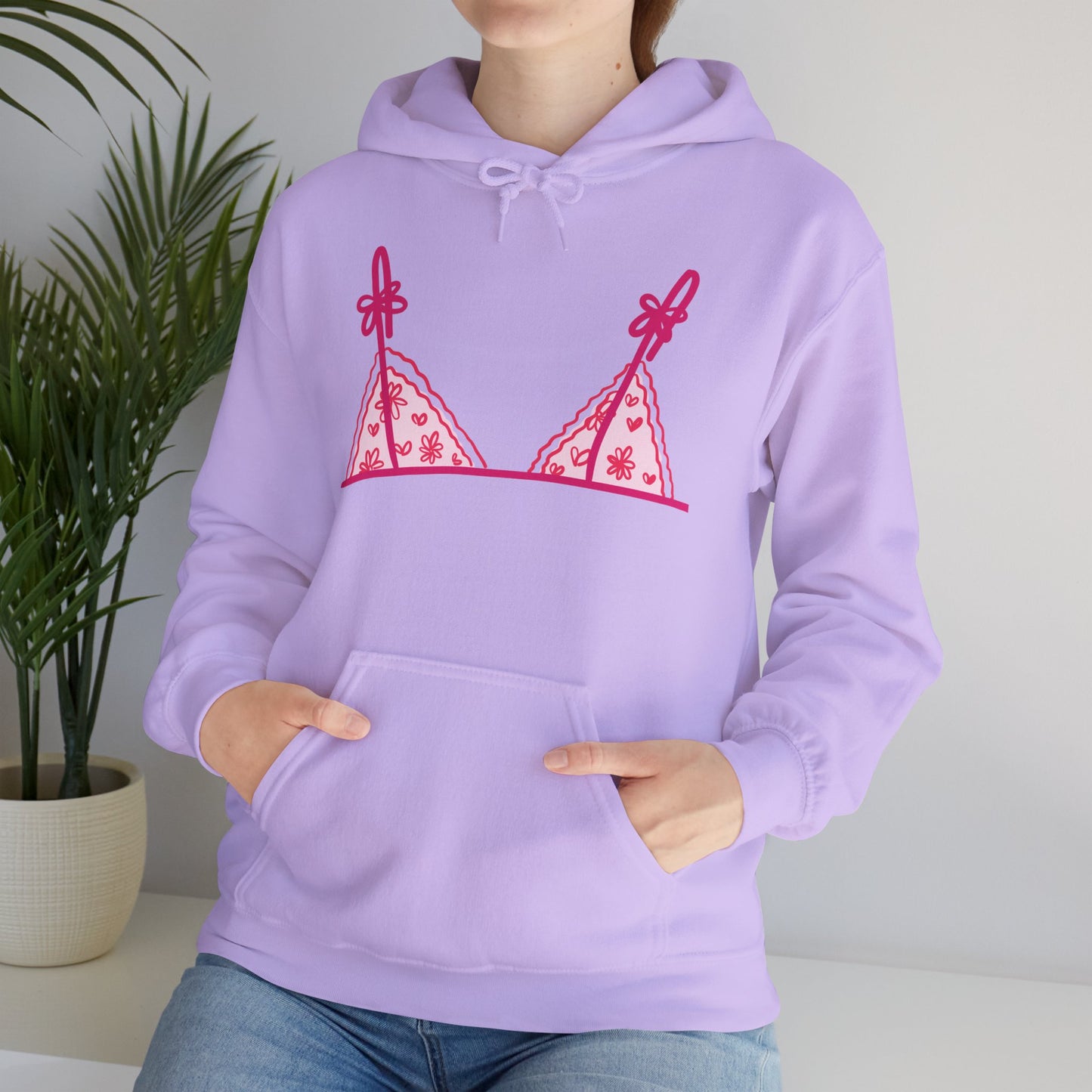 Women's Hooded Sweatshirt Bra Showing