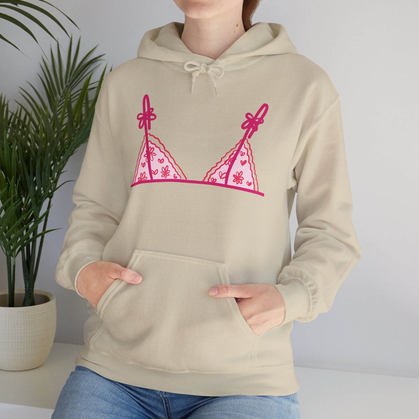 Women's Hooded Sweatshirt Bra Showing