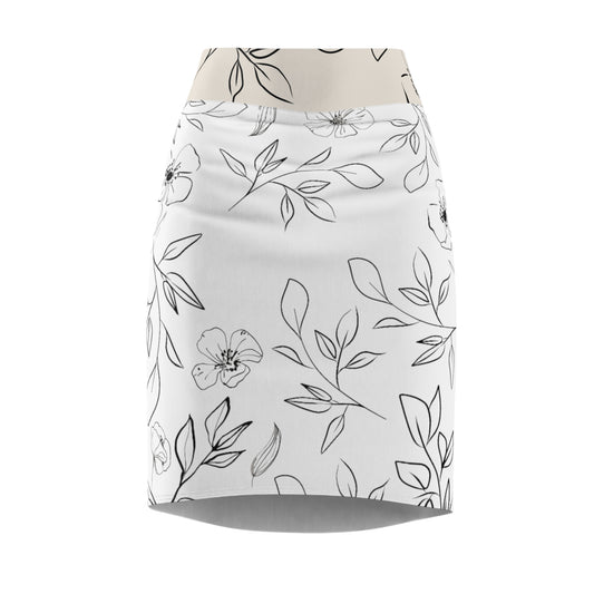 Pencil Skirt Flowers & Leaves