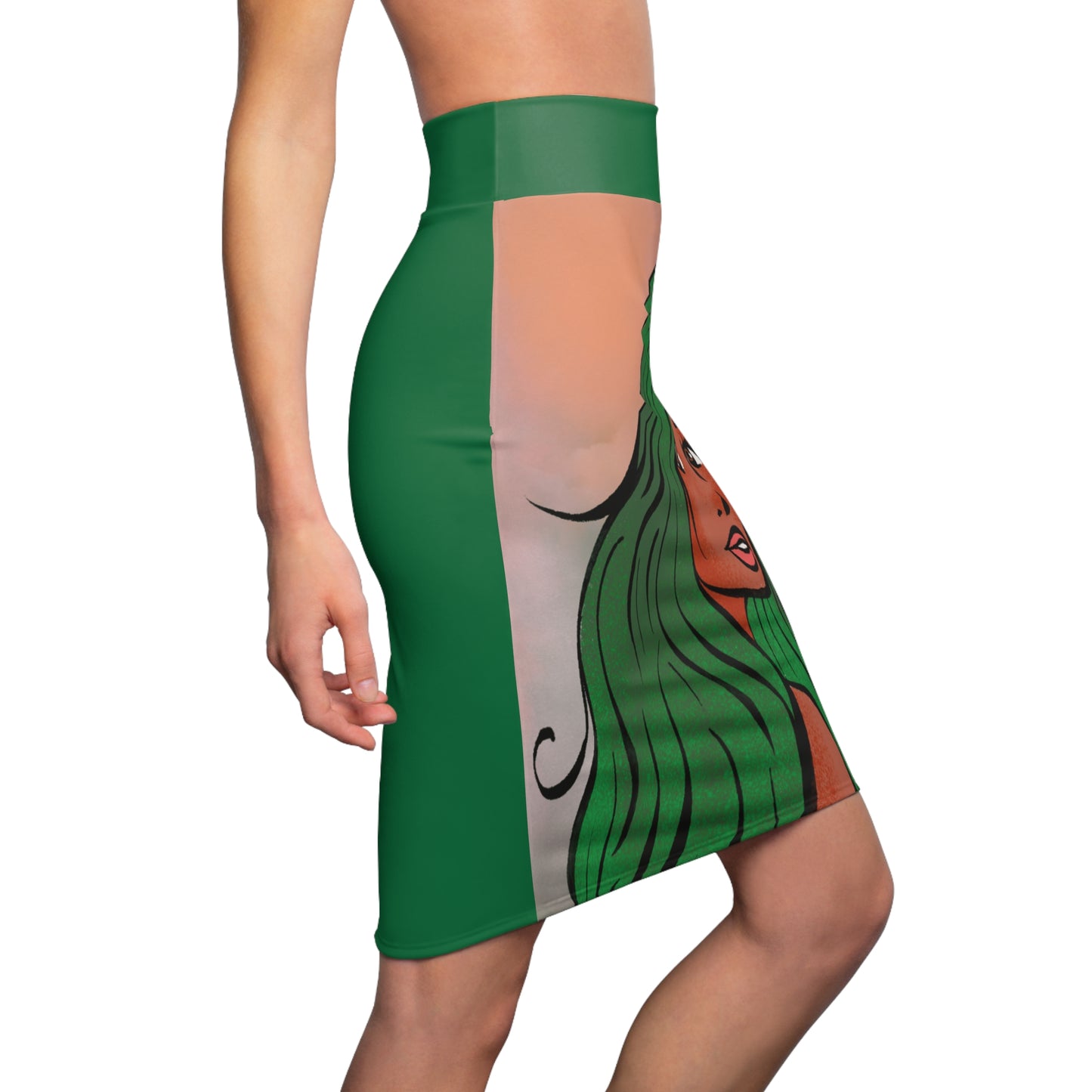 Green Women's Pencil Skirt (AOP)