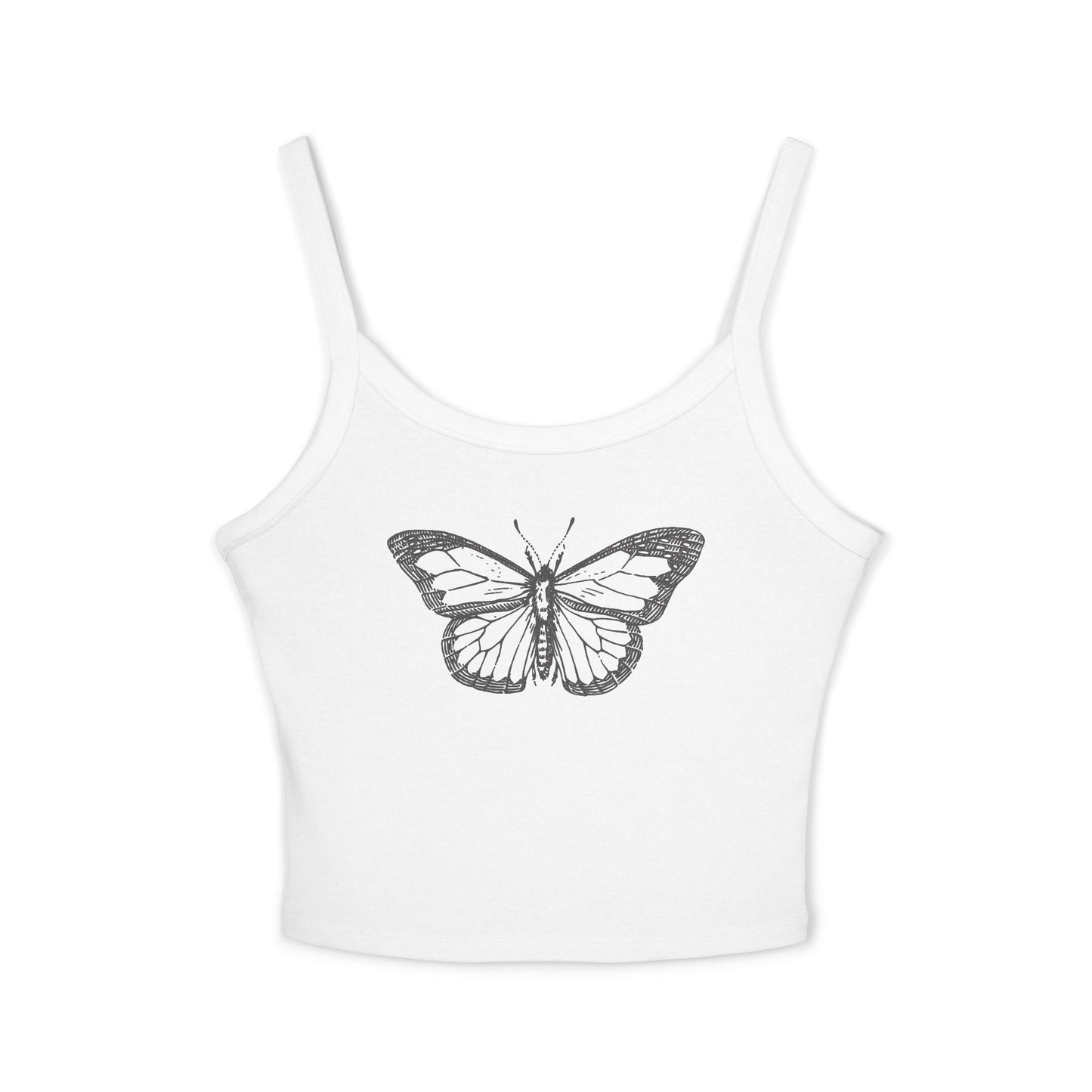 Women's Strap Tank Top- Black Butterfly