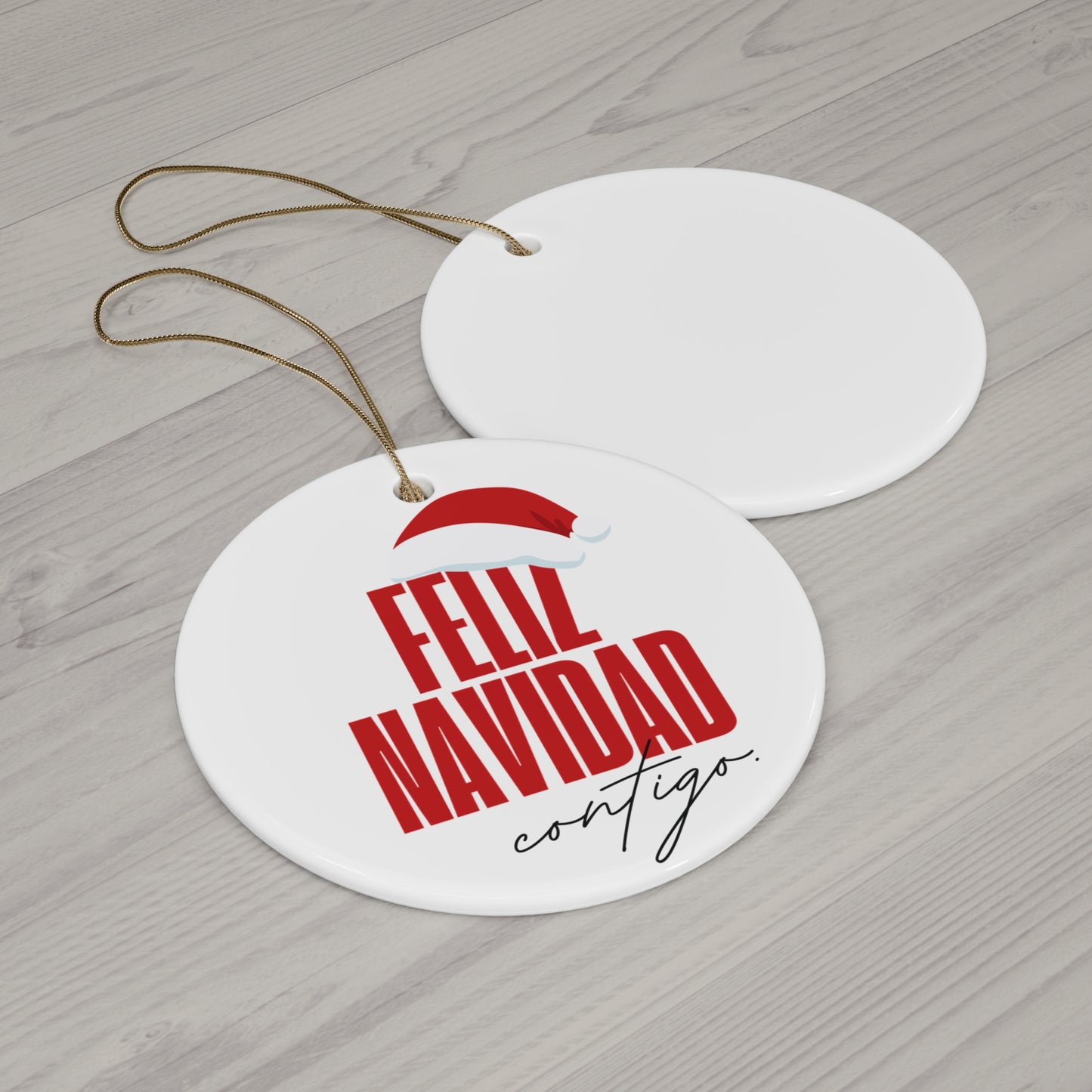 Feliz Navidad Ceramic Ornament, Christmas Tree decorations