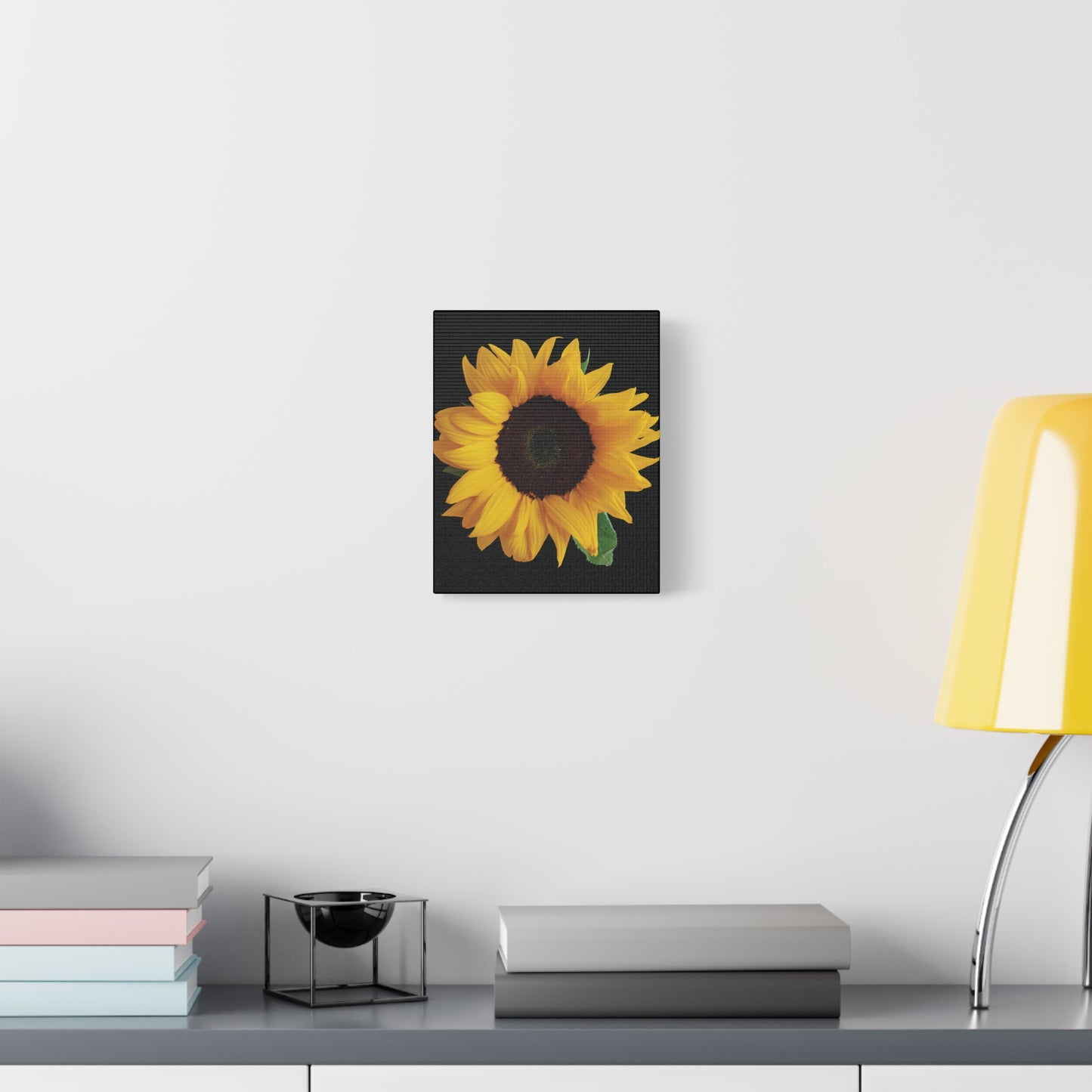 Matte Canvas Wood Frame - Black Sunflower