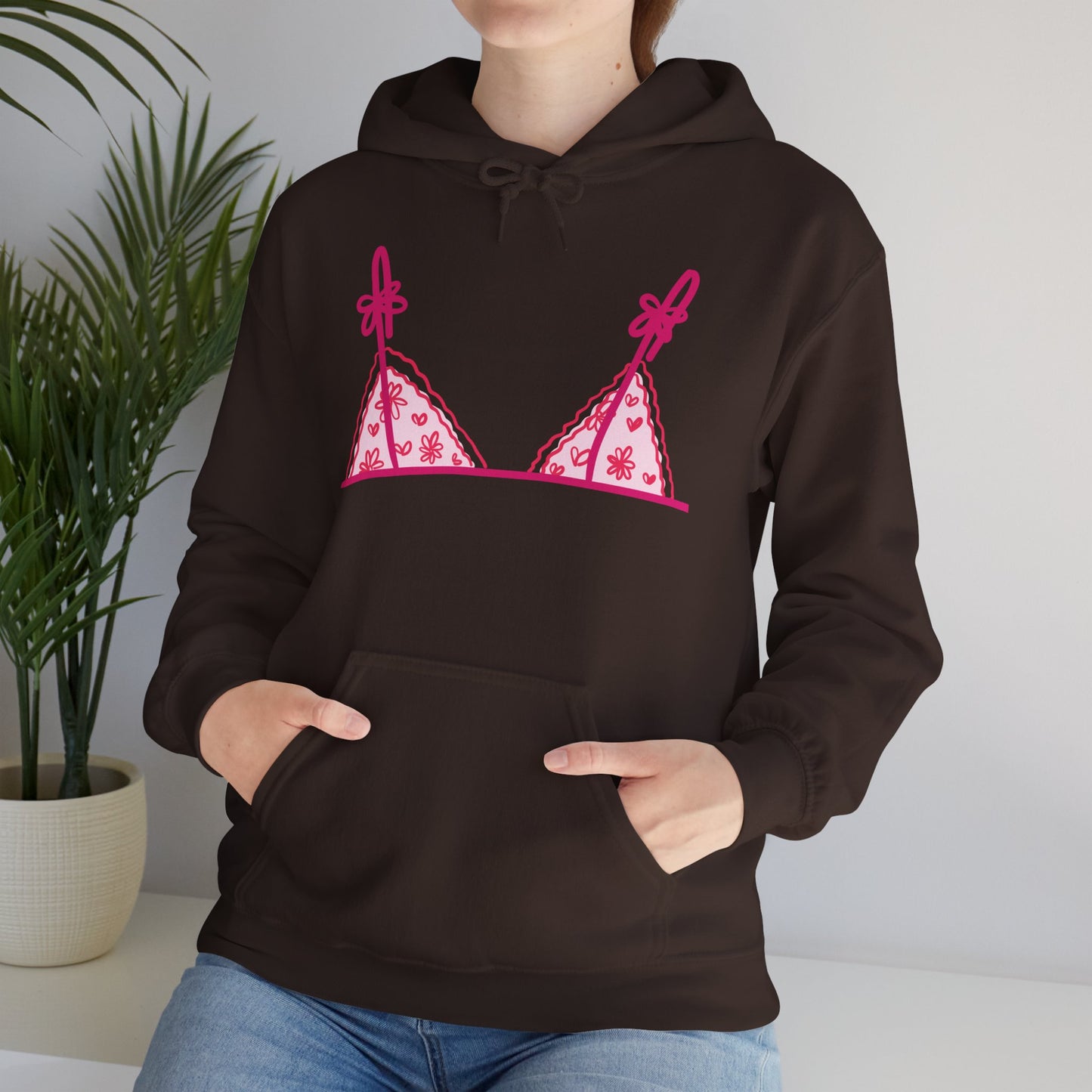 Women's Hooded Sweatshirt Bra Showing