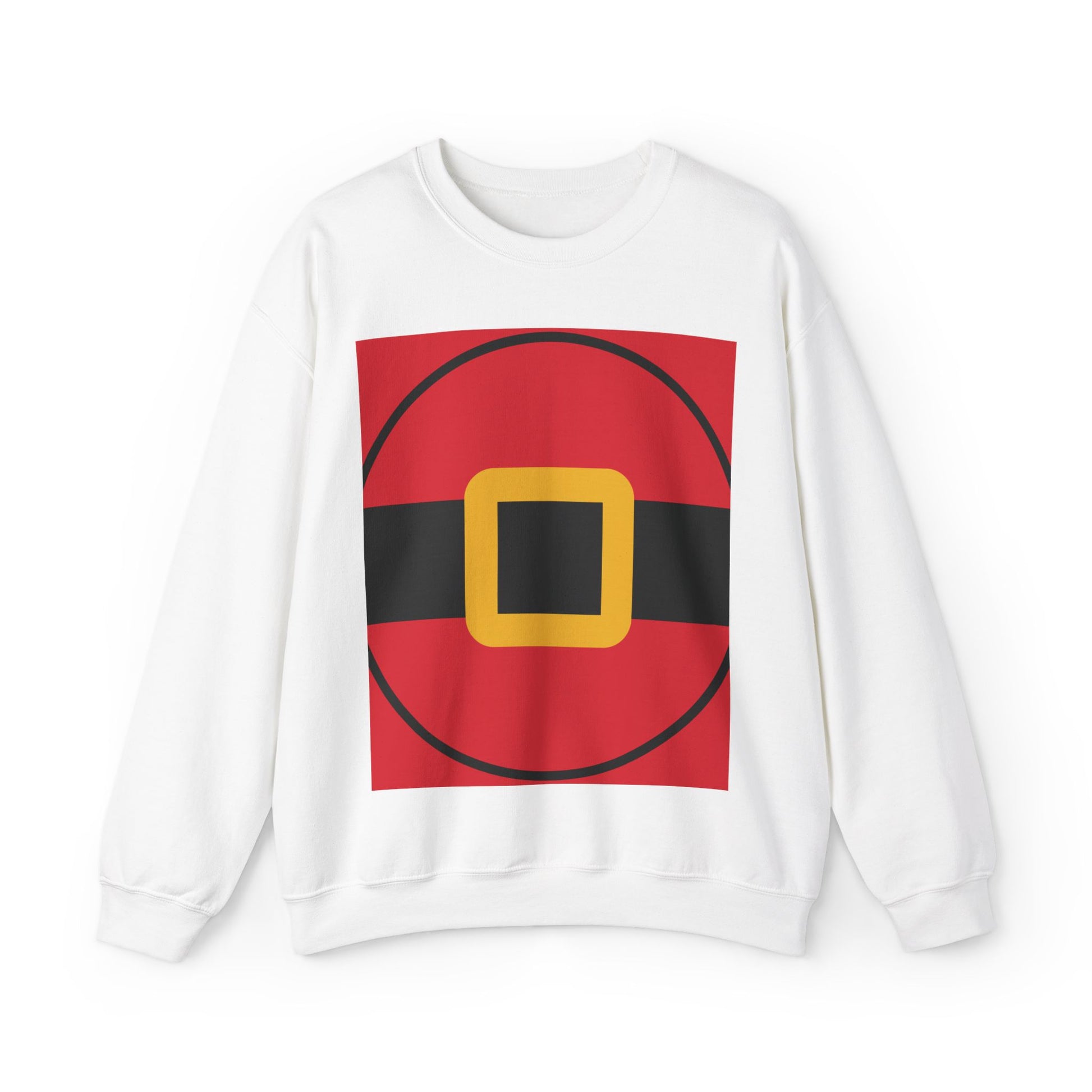 Unisex red white Christmas sweatshirt styled like Santa’s outfit, soft fleece pullover with festive holiday design for men and women.
