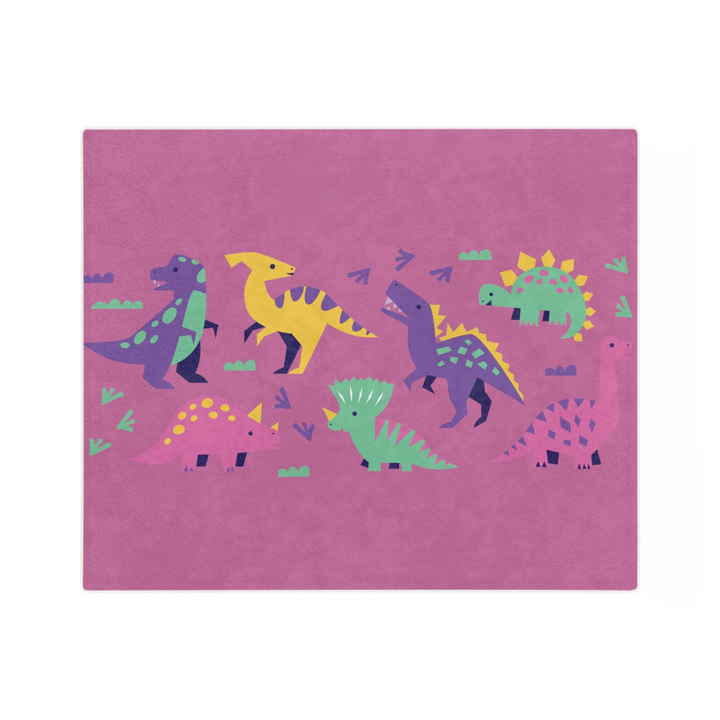 Pink Dinosaurs Velveteen Microfiber Blanket