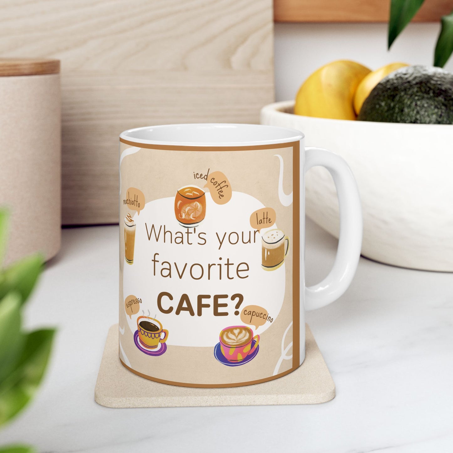 Cafe Cup Ceramic Mug, (11oz, 15oz)